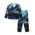 thumbnail image 1 of Fotbe 3D Realistic Shark Conjunto de Pijama de Manga Larga para Mujer con Estampado, Ropa de Dormir de 2 Piezas, Conjunto de Casa Suave y Cómodo con Bolsillos-Small, 1 of 7