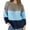Blue, variant on Women's Loose Knit Sweater Color Block Sweaters Long Sleeve Crewneck Pullover Sweaters Blue XL