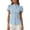 Blue, variant on Women's Mandarin Collar Button Down Shirt Short Sleeve Slim Fit Top Soft Casual Spring Summer Blouse,S