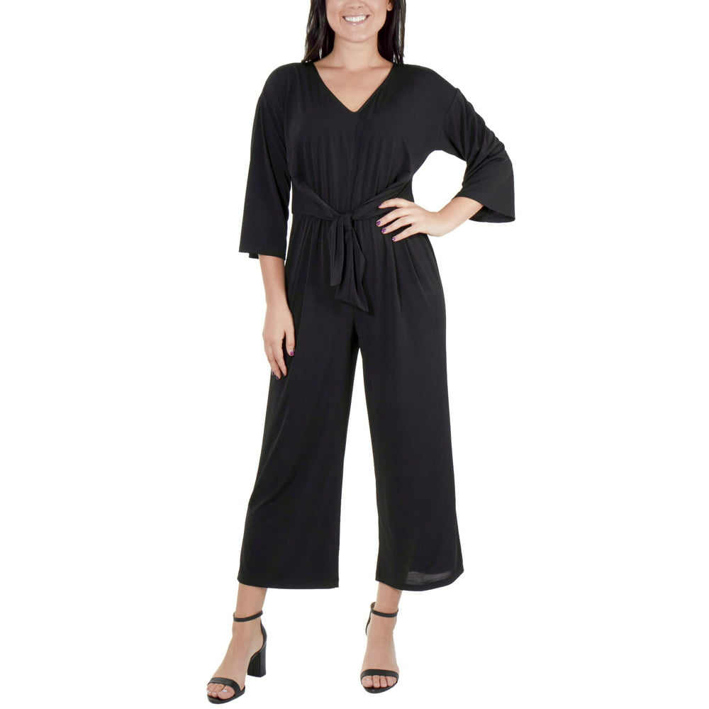 NY Collection - Women's Petite 3/4 Sleeve Tie Front Jumpsuit - Walmart ...