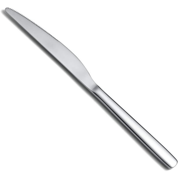 Cuchillos para cena, 12 piezas, resistente cuchillo de diseño moderno de acero inoxidable de 9,25", juego de cuchillos con borde redondo, apto para lavavajillas, fácil de limpiar