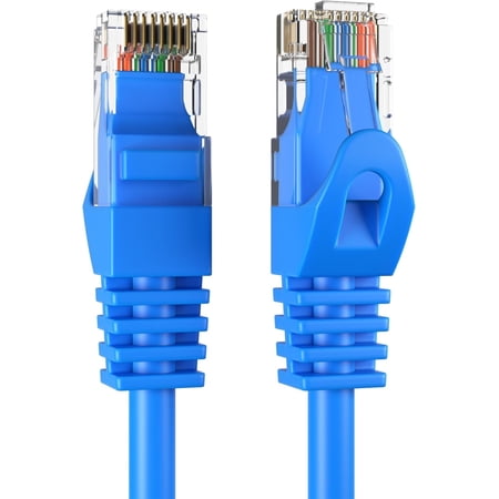 Cat5e 5-Pack of 3FT Network Ethernet Patch Cable, 350Mhz Internet Wire, For Router, Modem, PC, Laptop, TVs, Printer Cord, Consoles, Copper-Clad Aluminum, Blue, Cables Direct Online