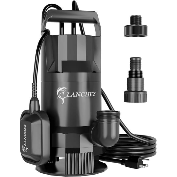 1.6 HP Sump Pump Submersible with Automatic Float Switch, 4858GPH Clean/Dirty Transfer Water Pump with 25FT Cord for Swimming Pool Garden Basement Tub Pond Draining
