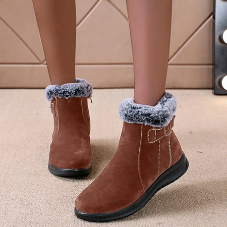 

NEGJ Women s Fashion Snow Boots Plus Velvet Thickening Large Size Cotton Shoes Short Boots