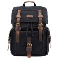 thumbnail image 1 of Kattee Men&rsquo;s Leather Canvas Backpack Large School Bag Travel Rucksack Black, 1 of 7