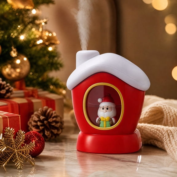 Christmas House Humidifier, Santa Figure Portable Mist Maker, Bedroom Office Tabletop Decor, Night Light Holiday Accent, Xmas Gift