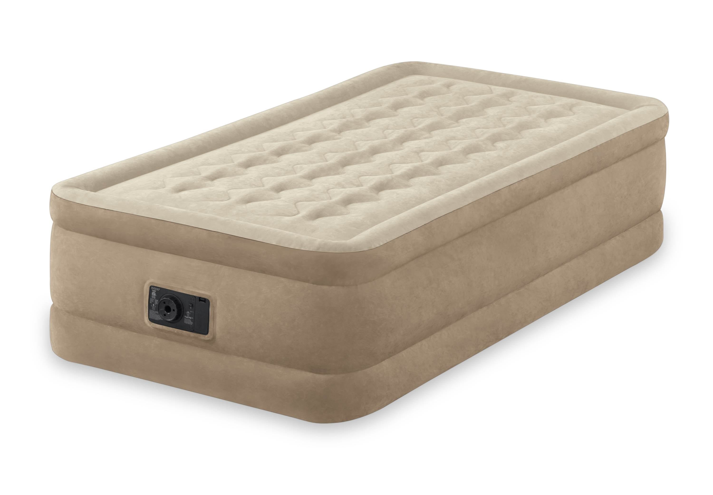 Intex twin ultra plush fiber tech raised air mattress with built in