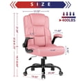 thumbnail image 3 of JONPONY Leather Office Chair, Big and Tall Office Chair 400LBS Wide Seat Ergonomic Computer Desk Chair High Back Executive Leather Chair Adjustable Task Chair Lumbar Back with 1-Year Warranty, Pink, 3 of 13