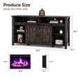 thumbnail image 2 of SESSLIFE 58" Fireplace TV Stand for TVs up to 65", Farmhouse Entertainment Center with Electric Fireplace, Sliding Barn Doors and Storage Cabinets, Black Brown, 2 of 8