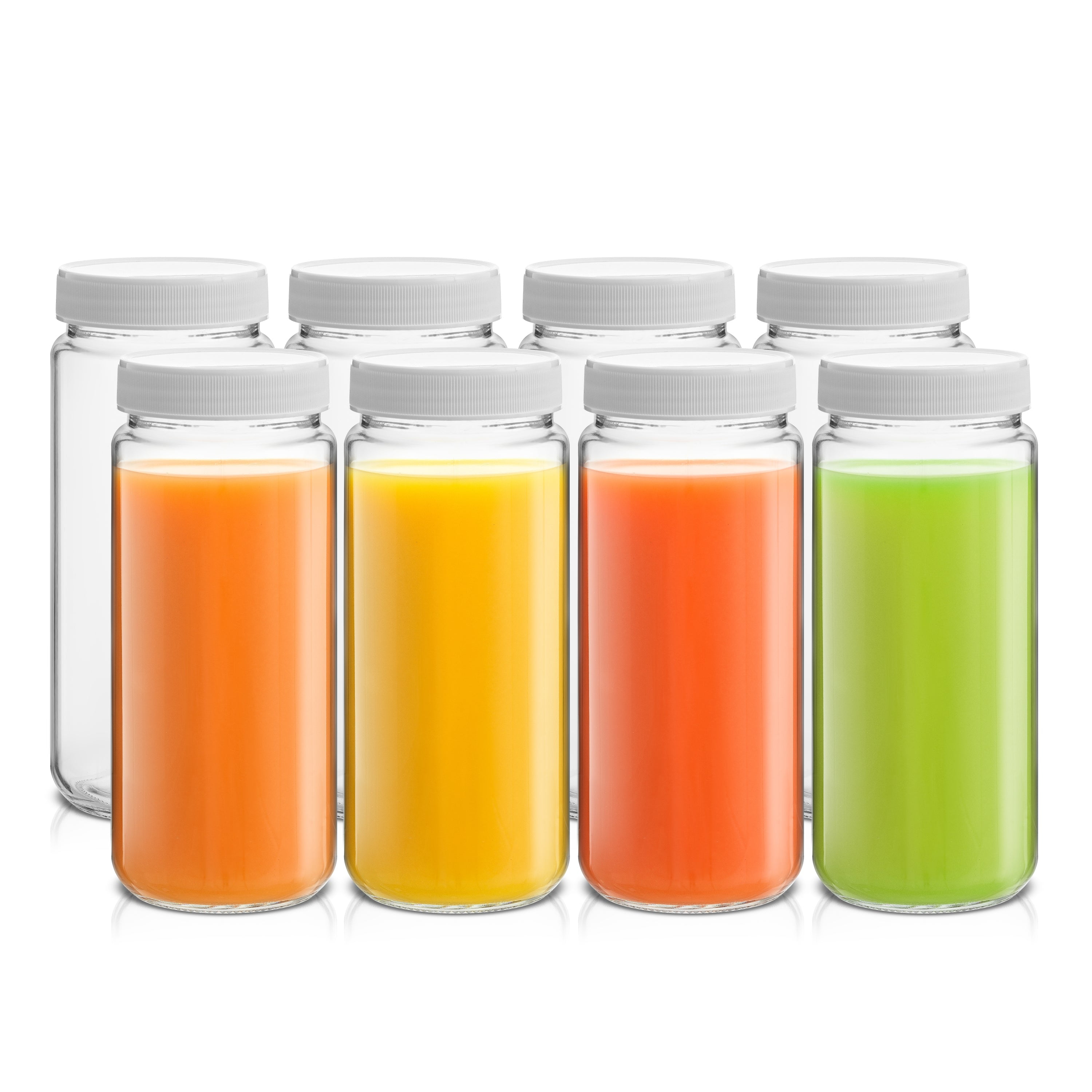 JoyJolt Glass Juice Bottles, Glass Bottles with Lids, Glasses for Juice