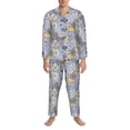 thumbnail image 3 of Susaid Colorful Mandalas Print Men's Long Sleeve Pajama Set, Two-Piece Button-Down Loungewear PJs Set, Comfortable Sleepwear for Relaxation-Large, 3 of 7