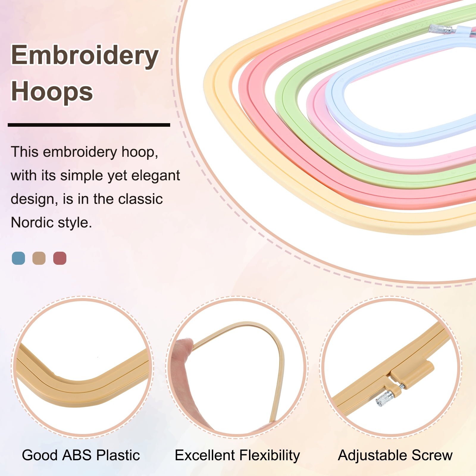 Uxcell 2 Pieces 9.8" x 11" Square Embroidery Hoops, ABS Adjustable Cross Stitch Hoops, Beige