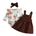 thumbnail image 4 of CAICJ98 Baby Girl Clothes Suspender Skirt Long Sleeve Newborn Ruffled Romper Baby Girl Dress Fall Outfits Infant Girls Gifts Brown,Size 12-18 Months, 4 of 7