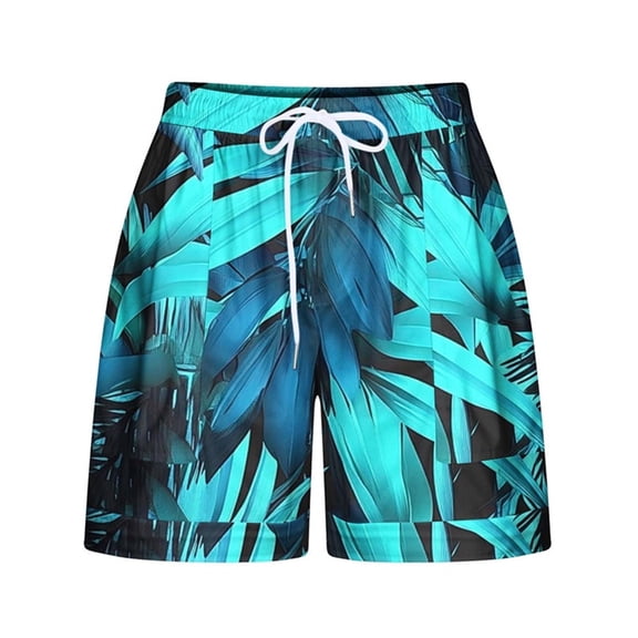 Paiwinds Women Summer Sweet Tropical Print Elastic Drawstring Shorts Beach Casual Bermuda Shorts with Pockets Fringe Mid Rise