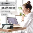 thumbnail image 3 of GT-Lite LED A19 Light Bulbs, 800 Lumens, 9W (60W Equivalent), E26 Base, 5000K Daylight, Non-Dimmable, 10-Pack, 3 of 9
