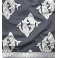 thumbnail image 1 of Soimoi Rayon Fabric Fish Block Printed Fabric 1 Yard 56 Inch Wide, 1 of 3