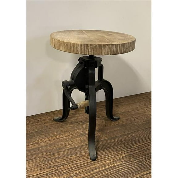 24 x 14 x 14 in. Black & Brown Industrial Adjustable Rustic Crank Stool