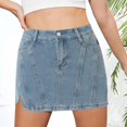 thumbnail image 2 of RUTAYY Women Fashionable Loose Fitting Casual Versatile Denim Skirt Short Skirt Solid Color Smocked Boho Pleated Skirts, 2 of 8