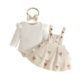 thumbnail image 3 of ibiyuan Baby Girls Clothing 2 Piece Cute Baby Outfit, Long Sleeve Romper Bodysuit Bowknot Print Suspender Skirt Back To School Clothes, 3 of 9