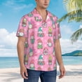 thumbnail image 3 of Honeii pink Holiday Joy Print Men’s Hawaiian Shirt,Classic Button-Down Short Sleeve Shirt, for Beach, Vacation, and Outdoor Activities,Large, 3 of 7