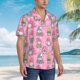 thumbnail image 3 of Balery pink Holiday Joy Camisas hawaianas de manga corta para hombre, camisas playeras de corte holgado, camisas de vacaciones con botones,3X-Large, 3 of 7
