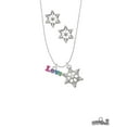 thumbnail image 2 of Delight Jewelry Rainbow Colored ''Love'' Silver tone Snowflake Charm Necklace and Stud Earrings, 2 of 4