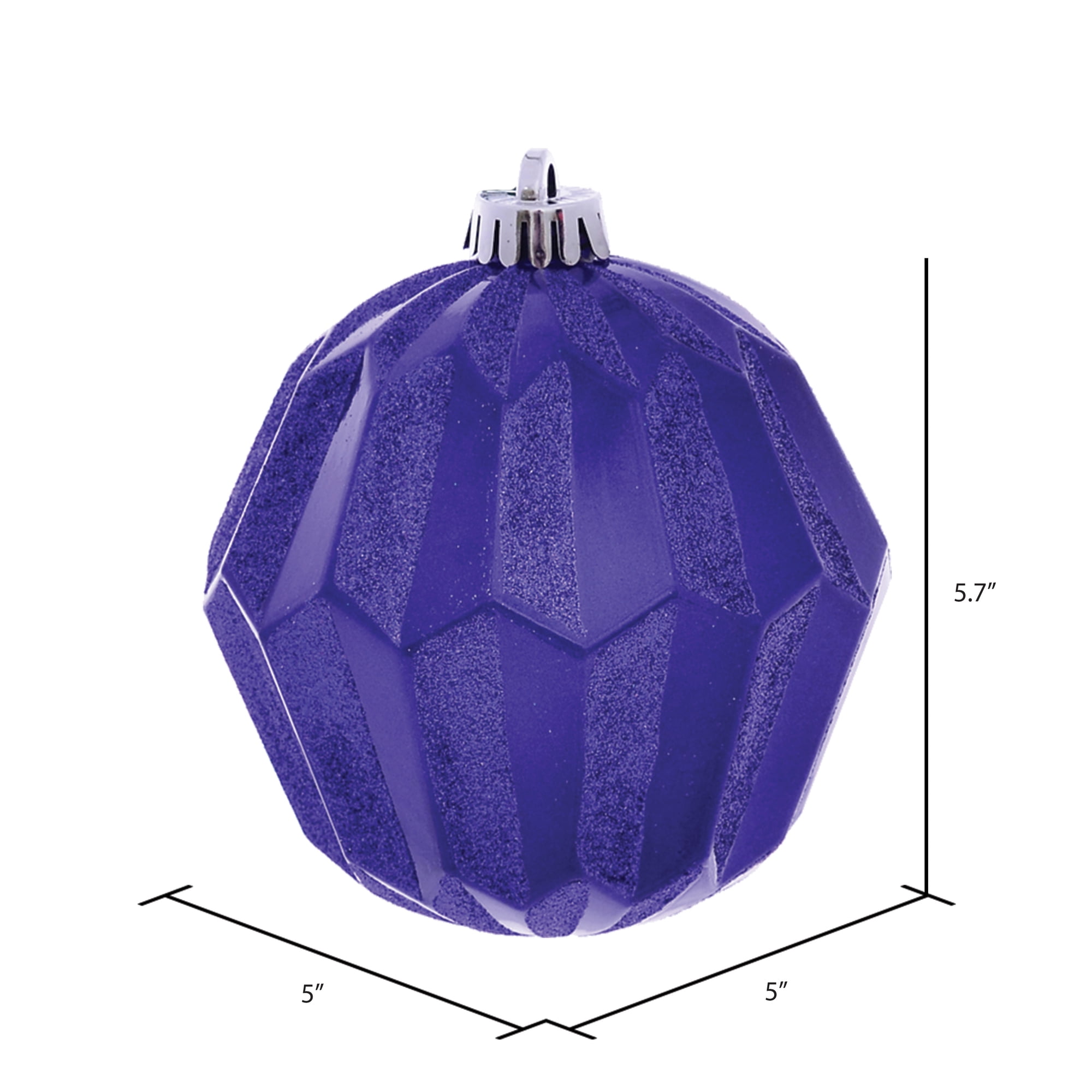 Vickerman 5" Purple Glitter Faceted Ball Ornament, 3 per Bag