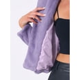 thumbnail image 5 of INSPIRE CHIC Women's Notch Collar Long Sleeve Open Front Faux Fur Fluffy Cropped Jacket XS Grey Purple, 5 of 6