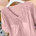 thumbnail image 4 of ZyeKqe Nightgown with Bulit in Bras for Women Lace V Neck Short Sleeve Tie Front Casual Comfy Loungewear Mini Dress, 4 of 7