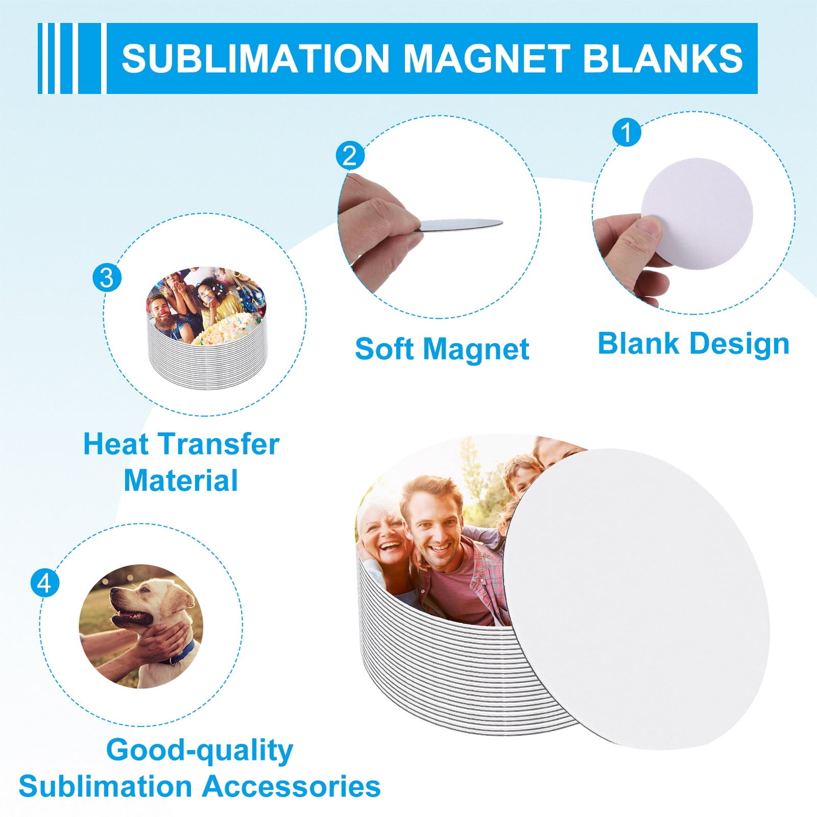 Uxcell 2.2 x 1.6" Sublimation Magnet Blanks, 40 Pcs Sublimation Blanks Products Personalized Refrigerator Magnets for Kitchen Fridge Home Decor, Square