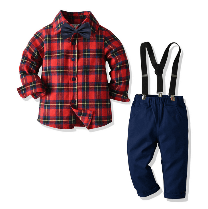baby boy red tartan outfit