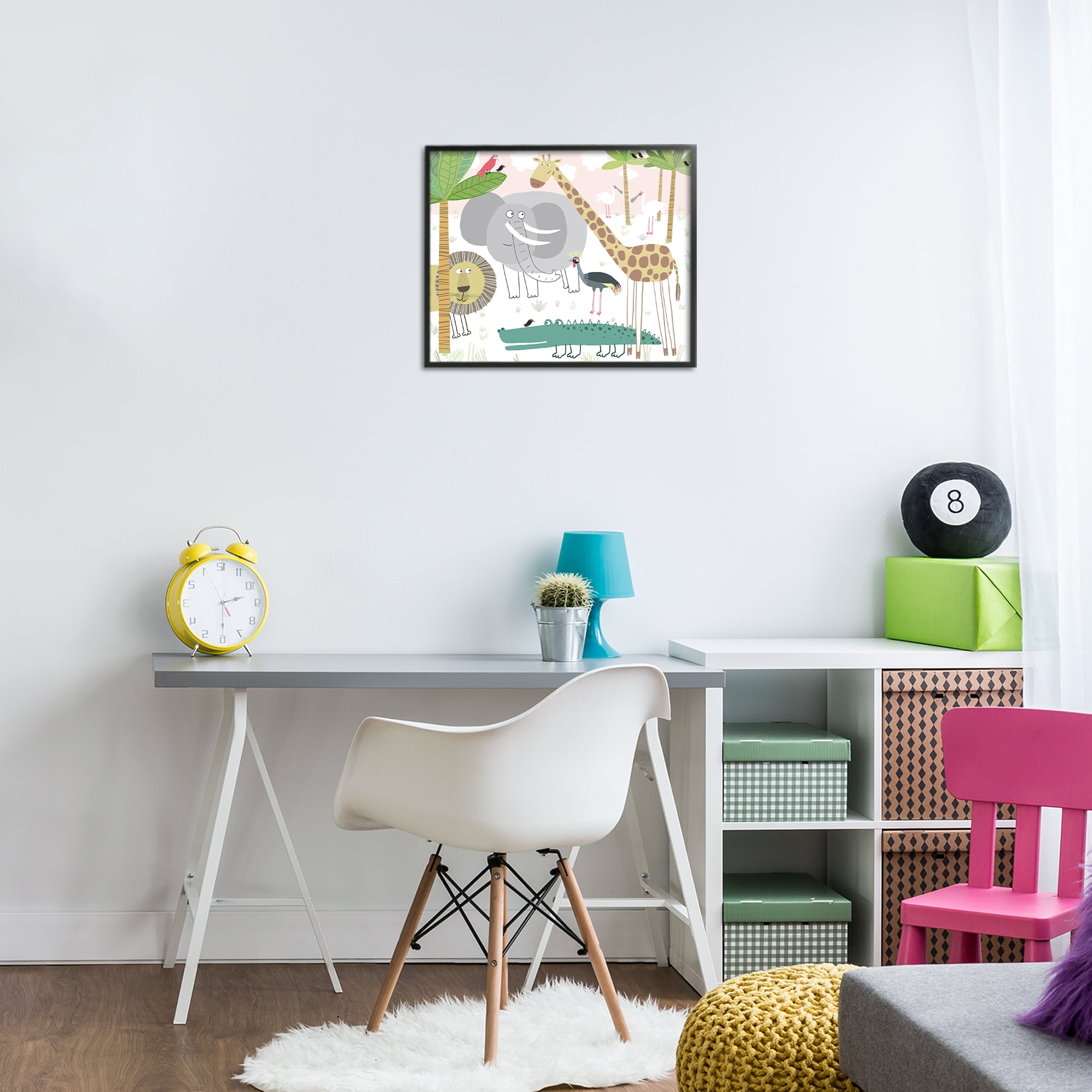 Stupell Industries Safari Animals Out and About Black Framed Giclee Art, design by Carla Daly