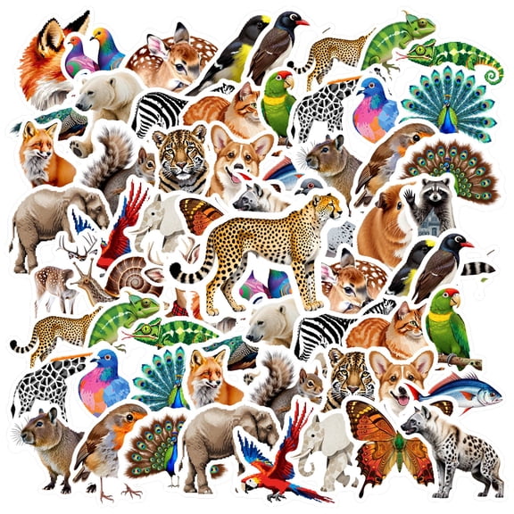 35pcs-50pcs Cute Animal Stickers Wildlife  Stickers Nature DIY Stickers for Luggage Notebooks Suitcases