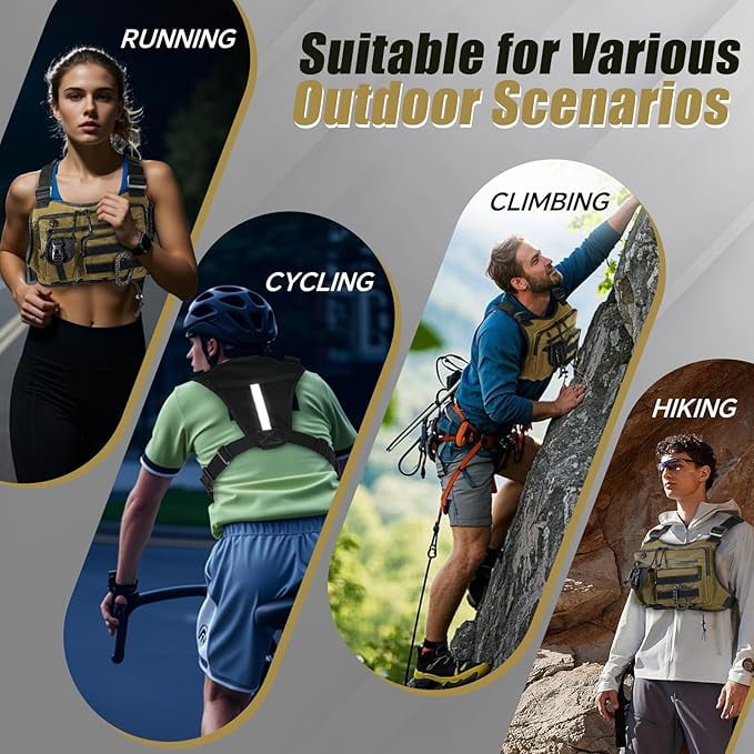 Chest Bag for Men,Running Pack Vest for Workouts,Water Resistant Sports Chest Pack For Running