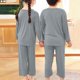 thumbnail image 5 of Top de Manga Larga Y Pantalones de Cintura Elásticos para Niños Color Sólido Cuello Redondo Home Wear, Mezcla de Algodón Suave Casual, 5 of 8