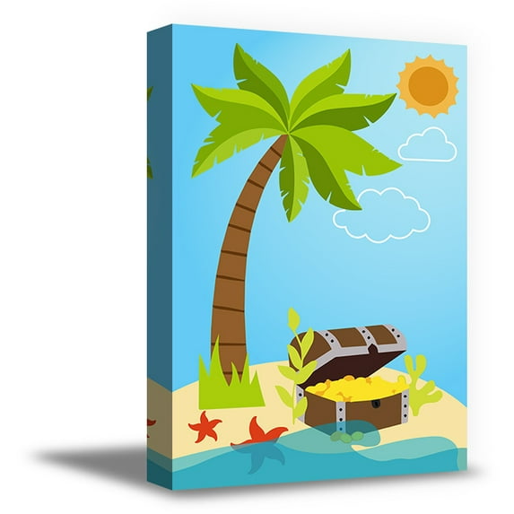 Awkward Styles Lovely Pirates Illustration Pirate Canvas Print Kids Room Wall Art Marine Picture Kids Play Room Wall Art Funny Pirates Art Newborn Baby Room Wall Decor Pirates Wallpapers Made in USA