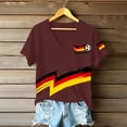 thumbnail image 4 of Women's Germany Football Graphic T-Shirt, V-Neck Casual Letter Print T-Shirt, Fashion Short Sleeve Graphic Tee, Summer Daily Lightweight Tops for Soccer Tournament 2026 Wine Size: S, 4 of 4