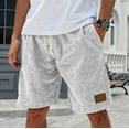 thumbnail image 2 of Godokuleh Lininco Mens Shorts, Mokaloha Mens Shorts, Men's Breathable Linen Embroidered Logo Loose Holiday Short White 5XL, 2 of 5