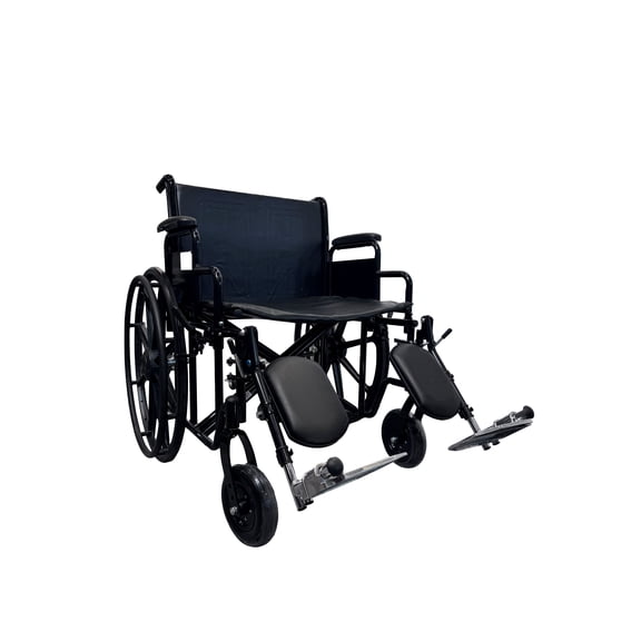 LumiJourney K7 Bariatric Wheelchair, Heavy-Duty Folding Wheelchair 24" Seat Width (Supports up to 500 lbs), Removable Desk Arms and ELR, Black