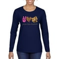 thumbnail image 1 of Peace Love Baseball Sports Womens Graphic Long Sleeve T-Shirt, Navy, XX-Large, 1 of 5