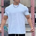 thumbnail image 4 of YFNNUP Men's Solid Cotton T-Shirts Short Sleeve Lightweight Tee Sports Style Round Neck Top Cozy Muscle Tshirts, 4 of 4