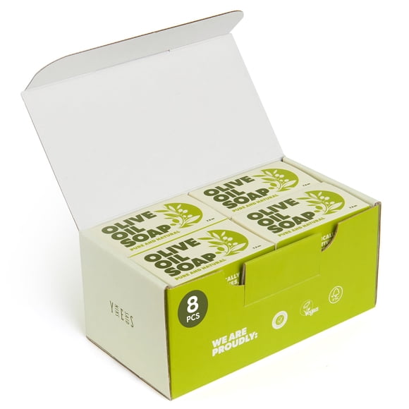 Skin Said Yes Barras de jabón de aceite de oliva - Juego de 8 - Jabón de barra orgánico - Hidratante suave para la piel rico en antioxidantes - Ideal para pieles sensibles, niños, hombres y mujeres -