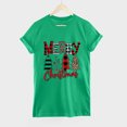 thumbnail image 5 of Honeeladyy Merry Christmas Shirts for Women Xmas Plaid Tree Letter Printed Shirt Top Short Sleeve Casual Graphic Print T Shirt for All Season Christmas Gift Z-Green XXL, 5 of 5