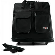 K-Cliffs Unisex 36 Inch Black Multi Tiered Collapsible Expandable Wheeled Travel Cargo Duffle Bag with Zippered Pockets