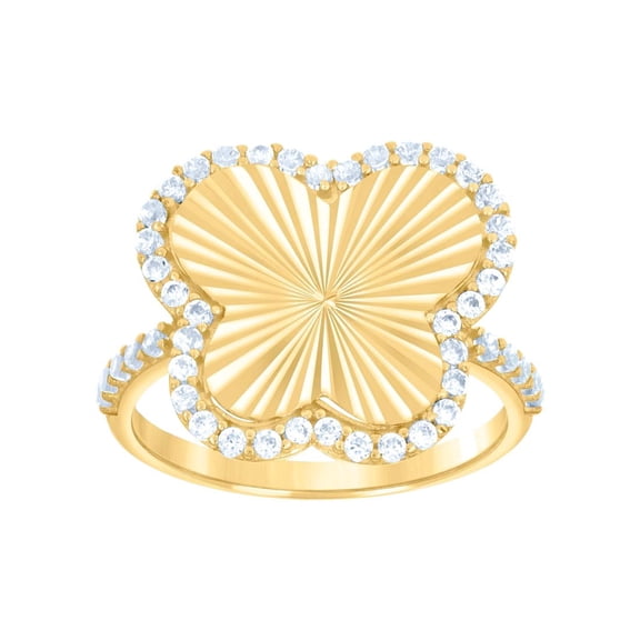 10k Yellow Gold Womens Cubic Zirconia Butterfly Angel Wings Fashion Ring 15.2x15.2mm Wide Ring for Women