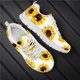 thumbnail image 1 of Doginthehole - Zapatillas de deporte informales con estampado de girasoles en 3D para mujer, cómodas zapatillas planas con cordones de malla para mujer, calzado ligero de verano, 1 of 6