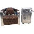 thumbnail image 4 of Nauticalmart Modern Industrial Aviation Accent Arm Chair with Side Drawer Table, 4 of 5