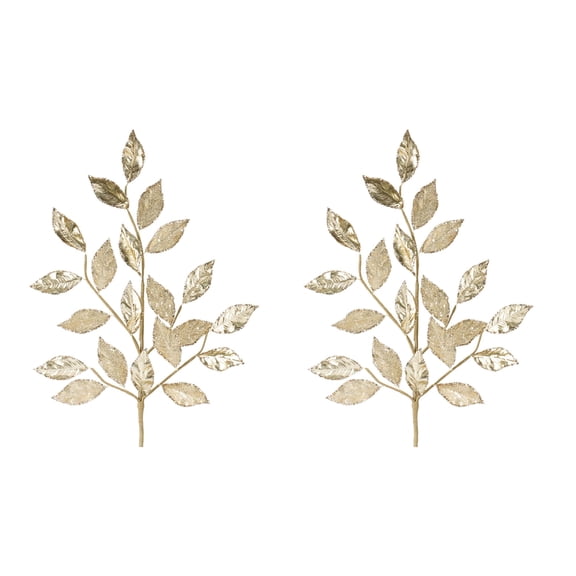 Melrose International Glittered Leaf Spray (Set of 2)