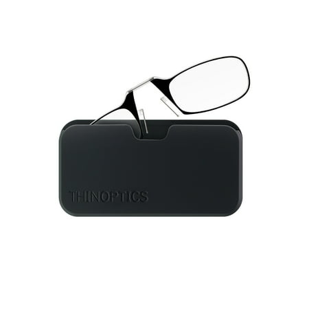 ThinOPTICS Reading Glasses + Black Universal Pod Case | Classic Collection, Black Frames, 2.50 Strength,