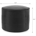 thumbnail image 3 of YOSITiuu Stuffed Leather Round Pouf, Genuine Leather Pouf Ottoman, Handmade Prefilled Hassock Footstool, Moroccan Luxury Foot Rest for Living Room Bedroom Kid Room, 18.9 x 18.9 x 14.6 in, Black, 3 of 7